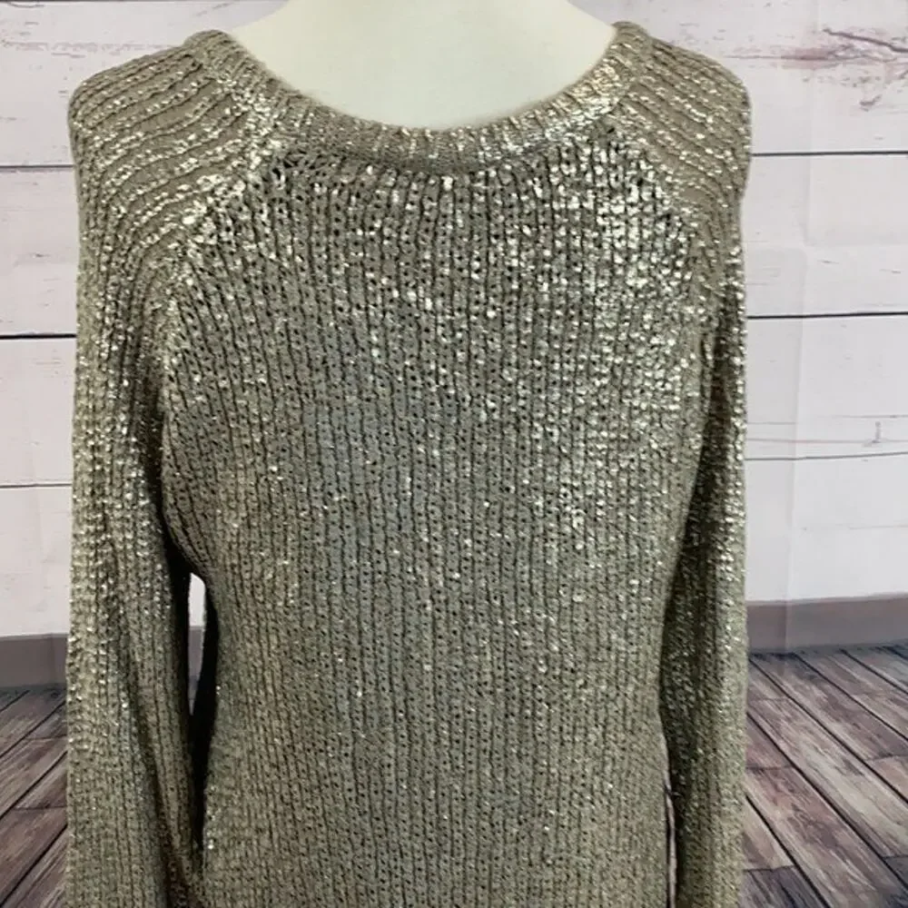 Chelsea Violet Sweater Tunic Womens Medium Knite Metallic Sparkle NYE Lined‎